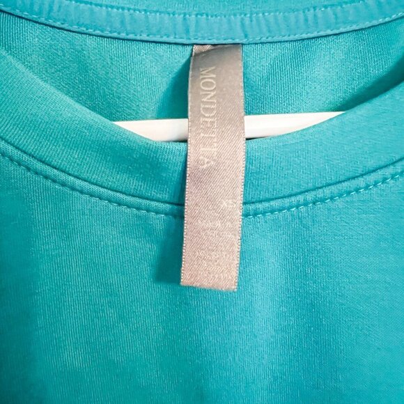 Mondetta Ladie's Scuba Long Sleeve Crewneck Sweatshirt Relaxed Fit Teal Size XS - Picture 3 of 5